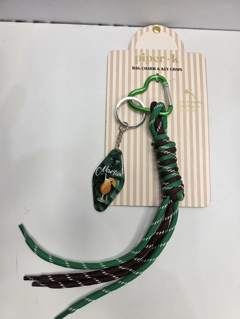 💚▪️Piper K ▪️ Green Uk Exclusive  Martini  Tassel Bag Charm